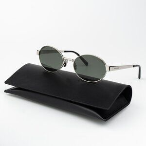 Saint Laurent Women Sunglasses Silver Grey Oval SL692 002 BRAND NEW